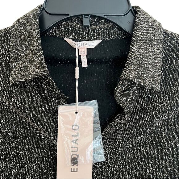 NYE Esqualo Gold / Black Button down Black with metallic gold Size XS Women NWT - Picture 9 of 16